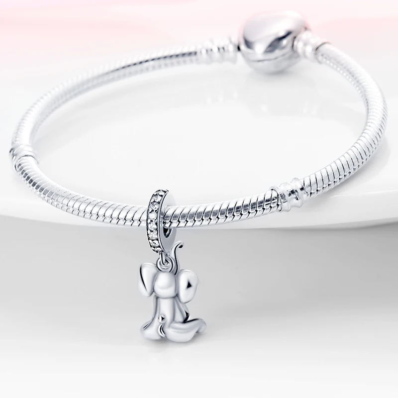 Fit pand 3mm Bracelet Original 925 Sterling Silver Pink Cat Paw Series Beads Tulip Flower Charm Diy Ms Jewelry Gift
