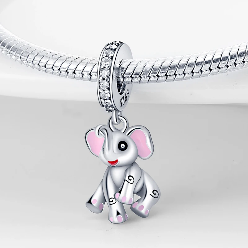 Fit pand 3mm Bracelet Original 925 Sterling Silver Pink Cat Paw Series Beads Tulip Flower Charm Diy Ms Jewelry Gift