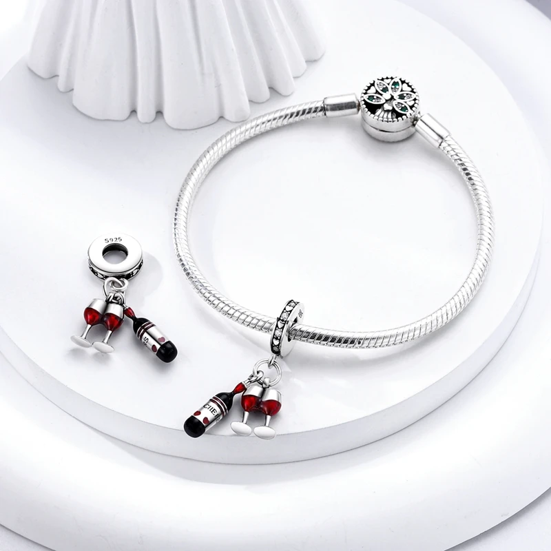 Fit pand 3mm Bracelet Original 925 Sterling Silver Pink Cat Paw Series Beads Tulip Flower Charm Diy Ms Jewelry Gift