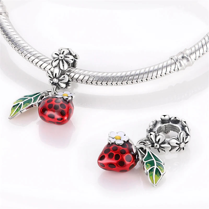 Fit pand 3mm Bracelet Original 925 Sterling Silver Pink Cat Paw Series Beads Tulip Flower Charm Diy Ms Jewelry Gift