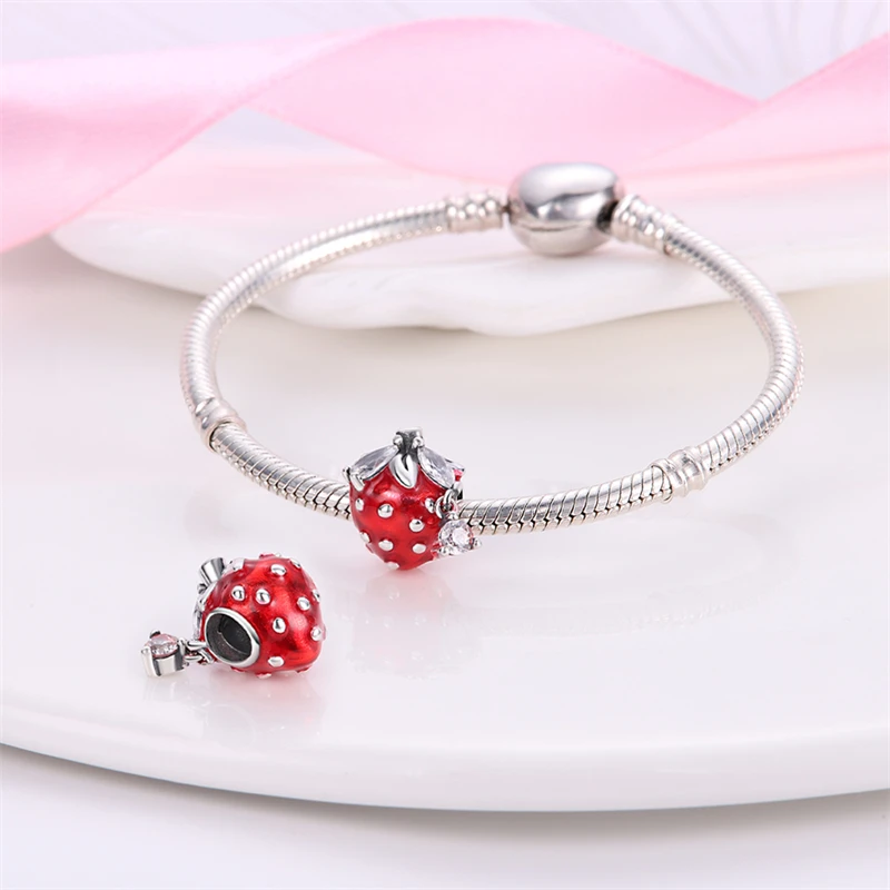 Fit pand 3mm Bracelet Original 925 Sterling Silver Pink Cat Paw Series Beads Tulip Flower Charm Diy Ms Jewelry Gift