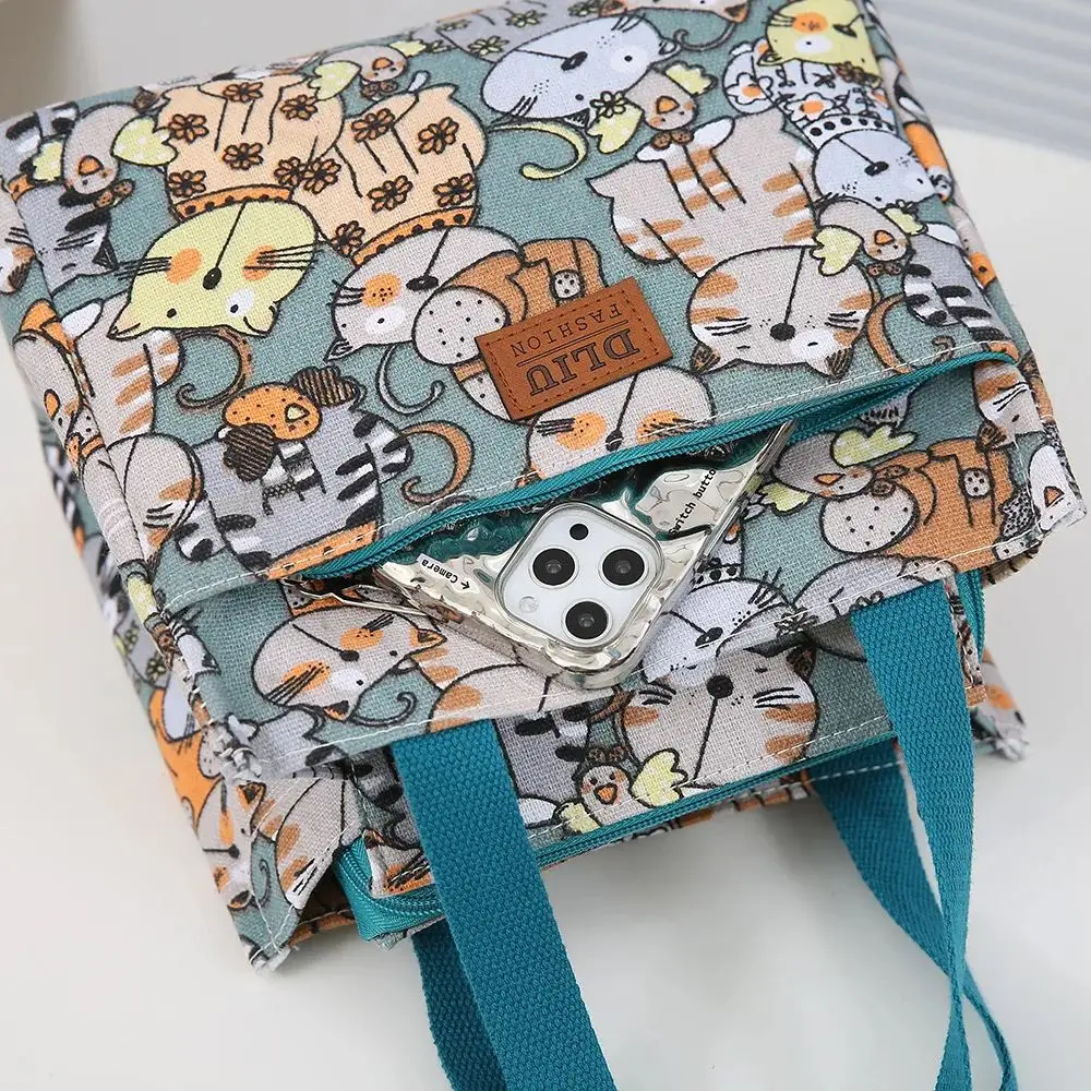 Cute Cartoon Print Lunch Bag, Insulated Large Capacity Bento Bag, Thermal Cooler Handbag For School, Work, Travel & Picnic
