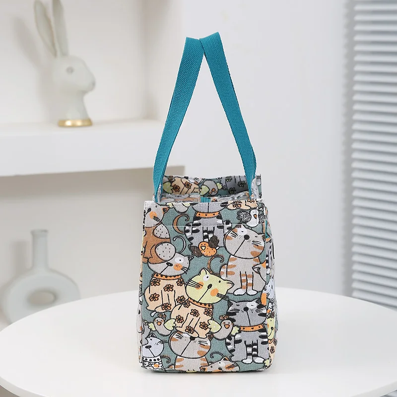 Cute Cartoon Print Lunch Bag, Insulated Large Capacity Bento Bag, Thermal Cooler Handbag For School, Work, Travel & Picnic