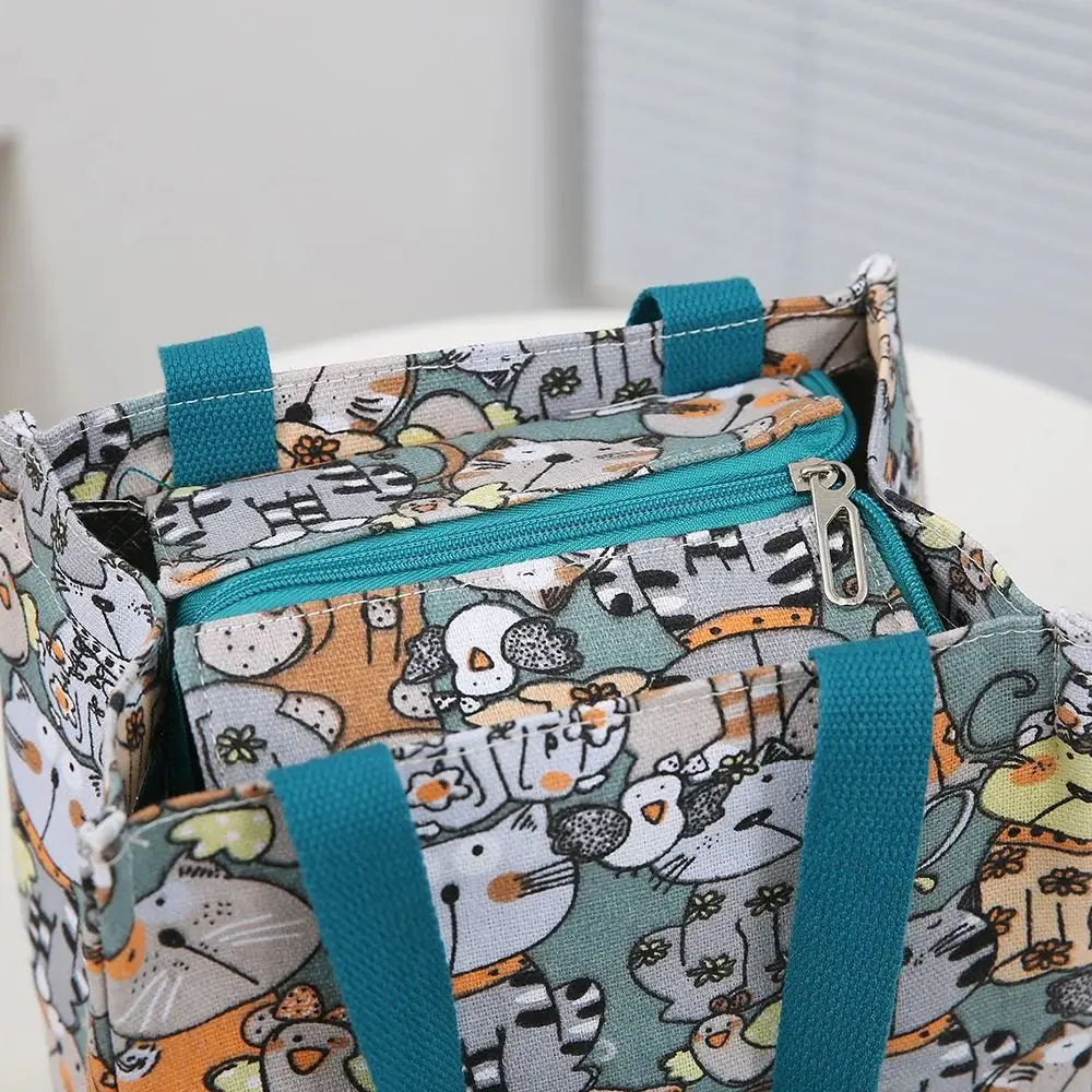 Cute Cartoon Print Lunch Bag, Insulated Large Capacity Bento Bag, Thermal Cooler Handbag For School, Work, Travel & Picnic
