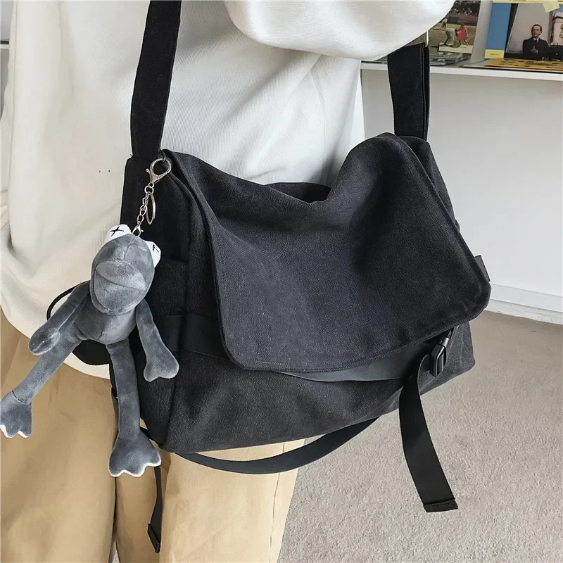 Canvas Crossbody Bags for Men Large Capacity Simple Messenger Bag Casual Ins Students School Bags Men's Shoulder Bag Satchel