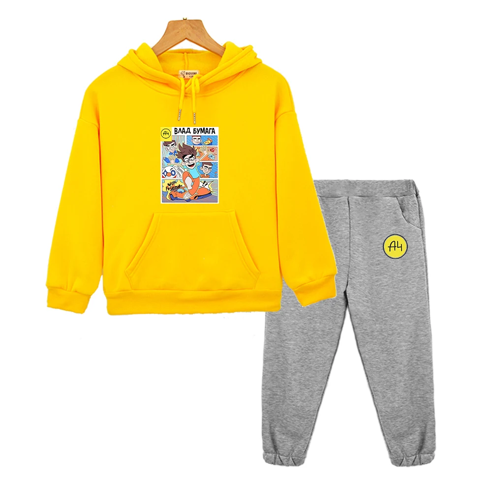 мерч а4 New A4 Lamba Children's Hoodies Suit for Girl Outfits Влад Бумага A4 Baby Boy Sets Kids Sweatshirts with Hood Tops Pants