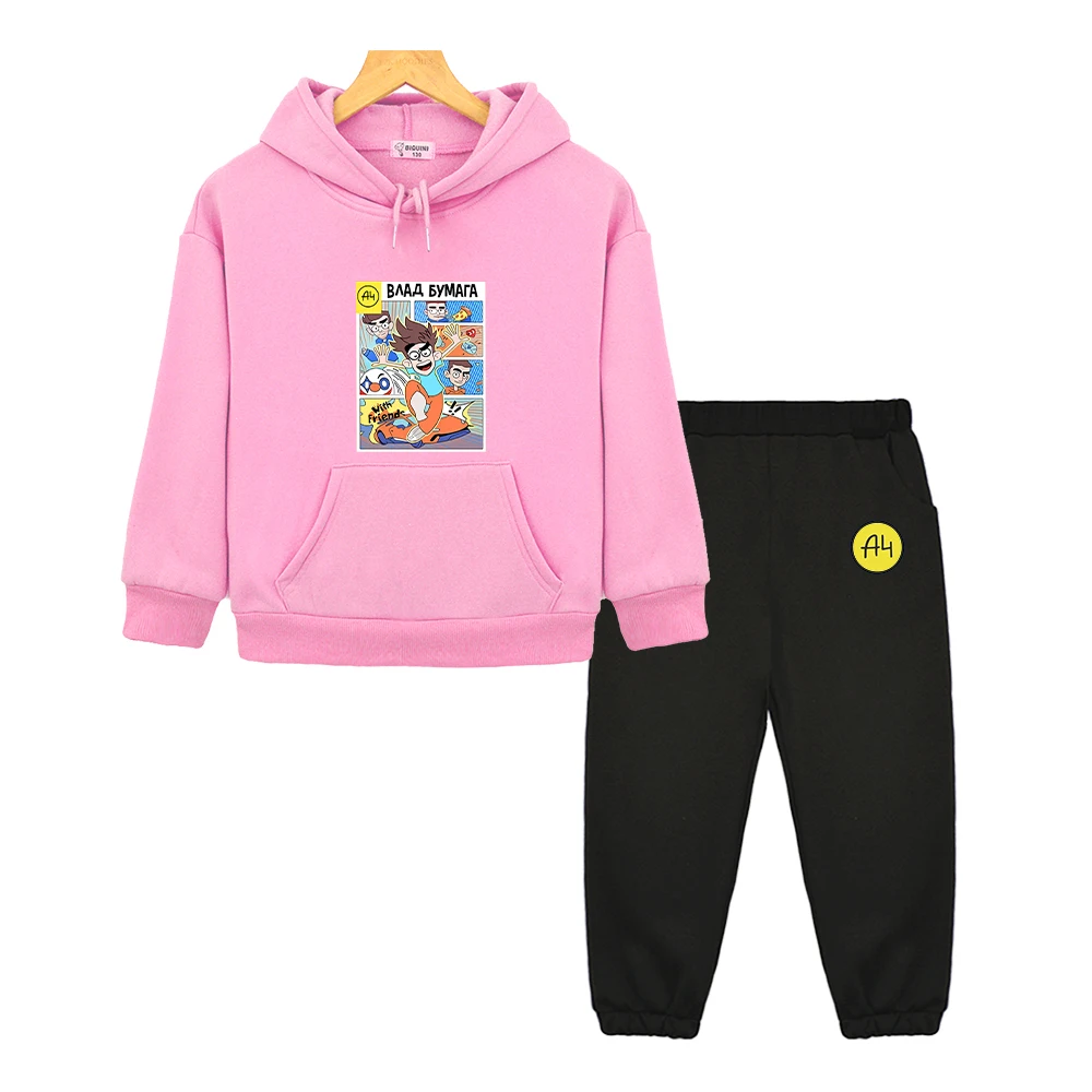 мерч а4 New A4 Lamba Children's Hoodies Suit for Girl Outfits Влад Бумага A4 Baby Boy Sets Kids Sweatshirts with Hood Tops Pants