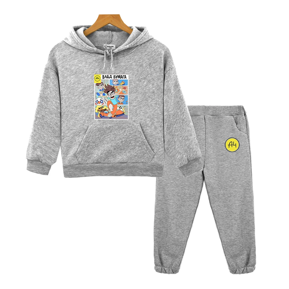 мерч а4 New A4 Lamba Children's Hoodies Suit for Girl Outfits Влад Бумага A4 Baby Boy Sets Kids Sweatshirts with Hood Tops Pants