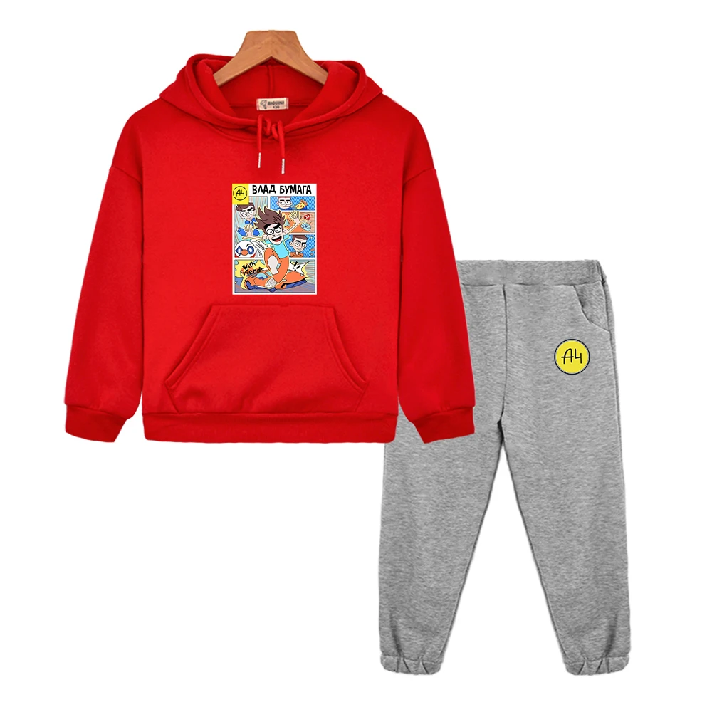 мерч а4 New A4 Lamba Children's Hoodies Suit for Girl Outfits Влад Бумага A4 Baby Boy Sets Kids Sweatshirts with Hood Tops Pants