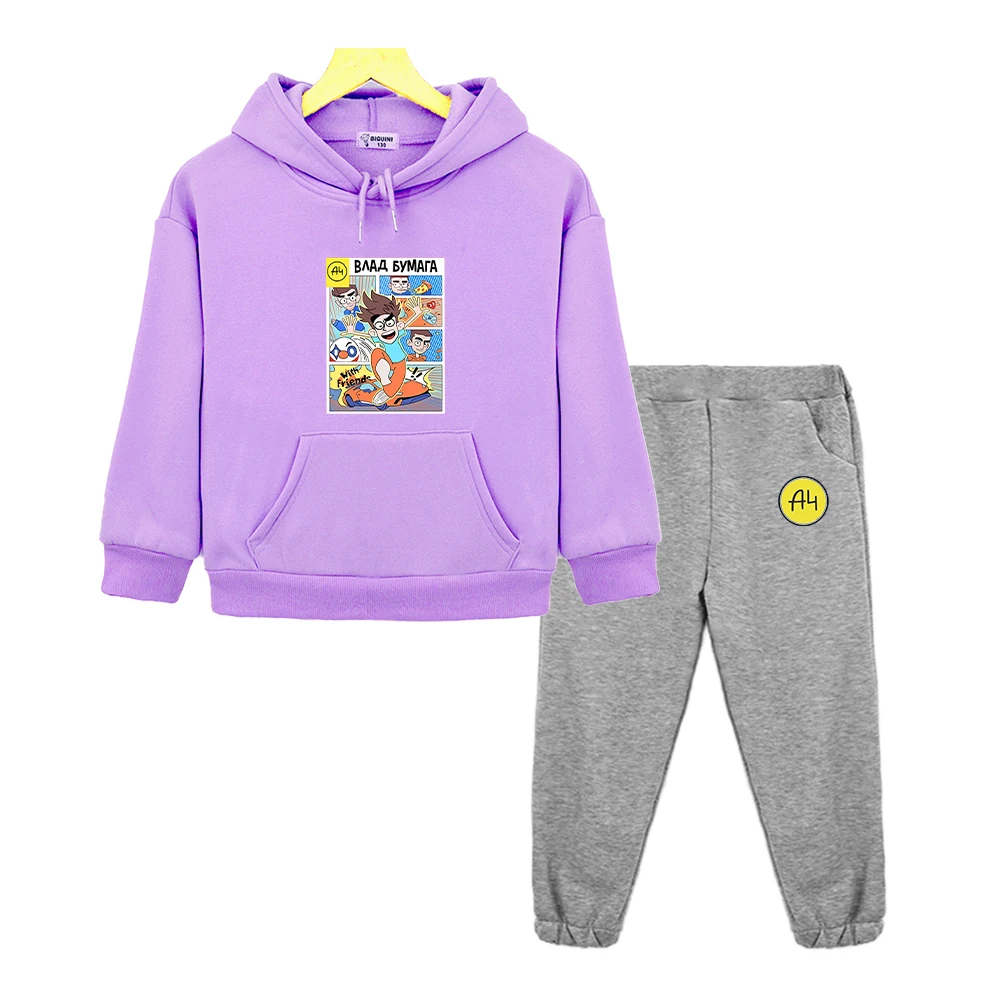 мерч а4 New A4 Lamba Children's Hoodies Suit for Girl Outfits Влад Бумага A4 Baby Boy Sets Kids Sweatshirts with Hood Tops Pants
