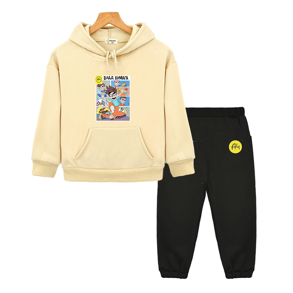 мерч а4 New A4 Lamba Children's Hoodies Suit for Girl Outfits Влад Бумага A4 Baby Boy Sets Kids Sweatshirts with Hood Tops Pants