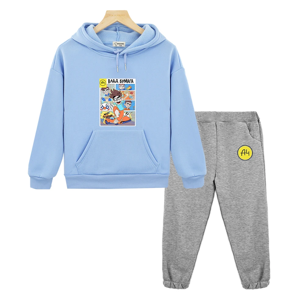 мерч а4 New A4 Lamba Children's Hoodies Suit for Girl Outfits Влад Бумага A4 Baby Boy Sets Kids Sweatshirts with Hood Tops Pants