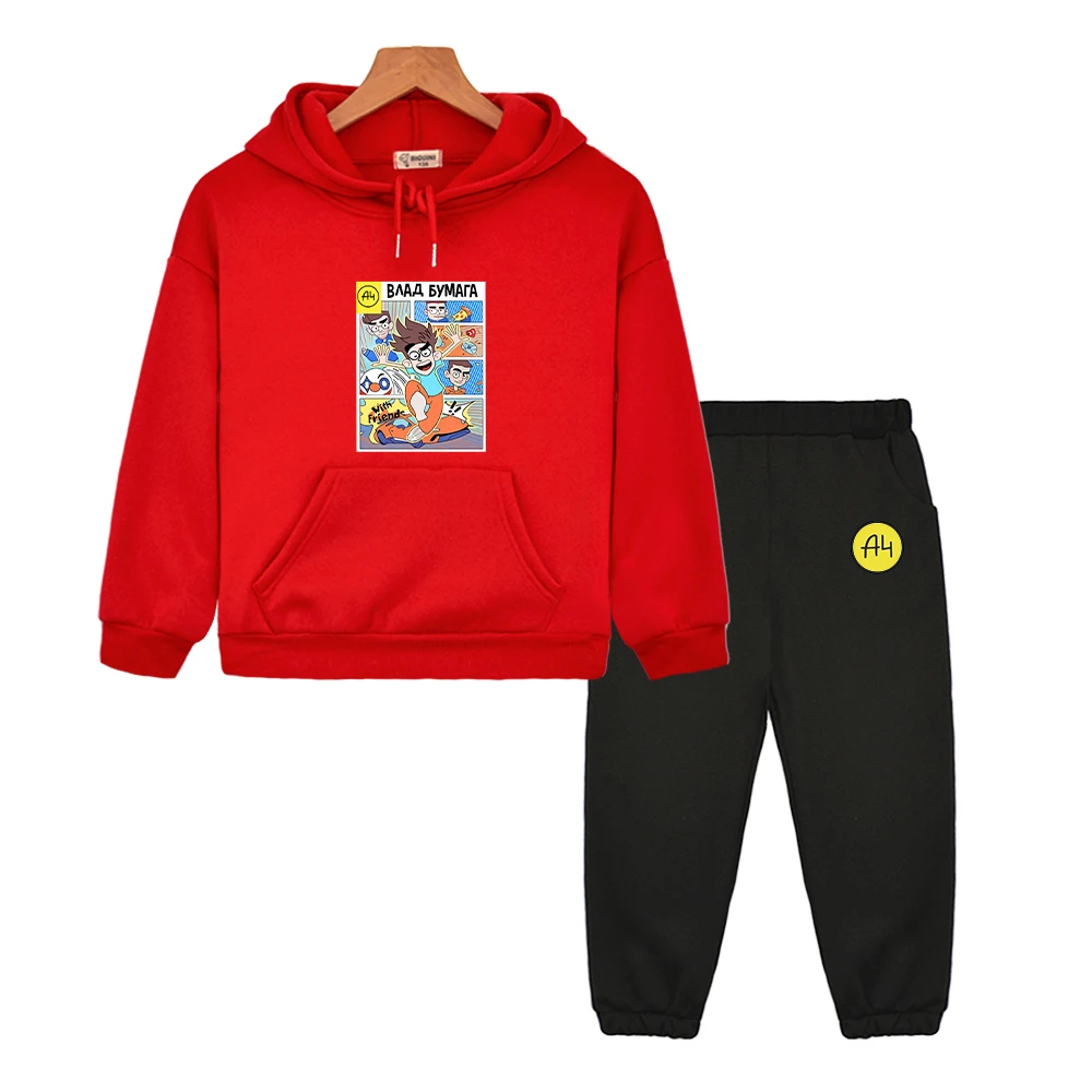 мерч а4 New A4 Lamba Children's Hoodies Suit for Girl Outfits Влад Бумага A4 Baby Boy Sets Kids Sweatshirts with Hood Tops Pants
