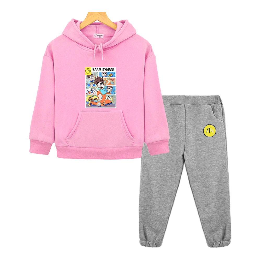 мерч а4 New A4 Lamba Children's Hoodies Suit for Girl Outfits Влад Бумага A4 Baby Boy Sets Kids Sweatshirts with Hood Tops Pants