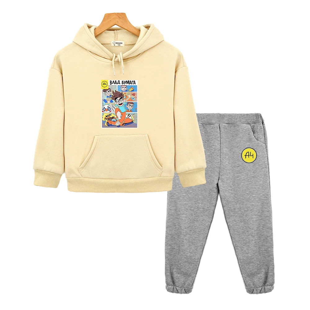 мерч а4 New A4 Lamba Children's Hoodies Suit for Girl Outfits Влад Бумага A4 Baby Boy Sets Kids Sweatshirts with Hood Tops Pants