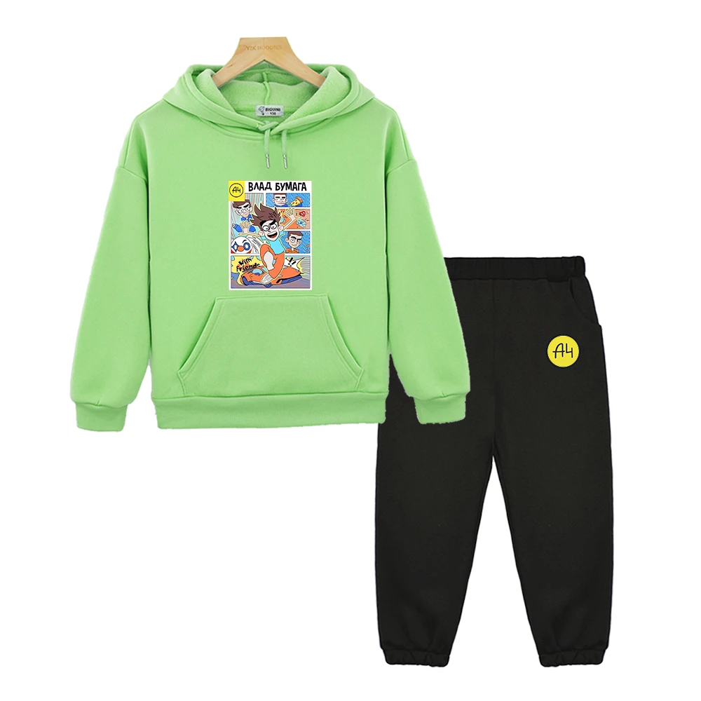 мерч а4 New A4 Lamba Children's Hoodies Suit for Girl Outfits Влад Бумага A4 Baby Boy Sets Kids Sweatshirts with Hood Tops Pants