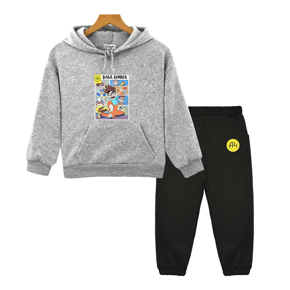 мерч а4 New A4 Lamba Children's Hoodies Suit for Girl Outfits Влад Бумага A4 Baby Boy Sets Kids Sweatshirts with Hood Tops Pants