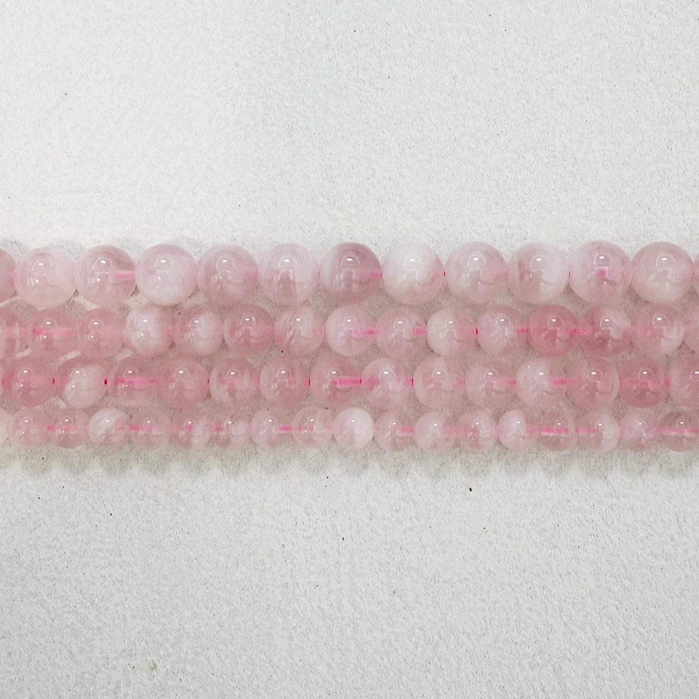 Genuine Semi-precious Natural Madagascar Pink Rose Quartz Stone Round Loose Beads 6 8 10MM Jewelry Making DIY