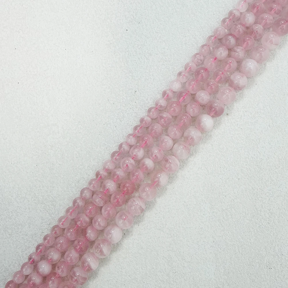 Genuine Semi-precious Natural Madagascar Pink Rose Quartz Stone Round Loose Beads 6 8 10MM Jewelry Making DIY