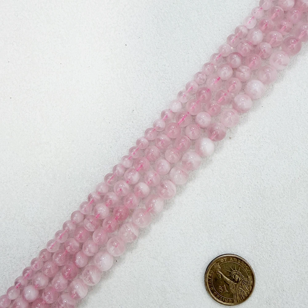 Genuine Semi-precious Natural Madagascar Pink Rose Quartz Stone Round Loose Beads 6 8 10MM Jewelry Making DIY