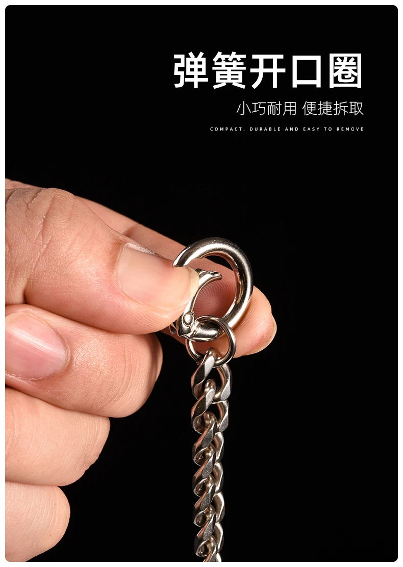 40cm Long Stainless Steel Wallet Belt Key Chain Rock Punk Trousers Hipster Pant Jean Keychain Clip Keyring Men's Hip Hop Jewelry