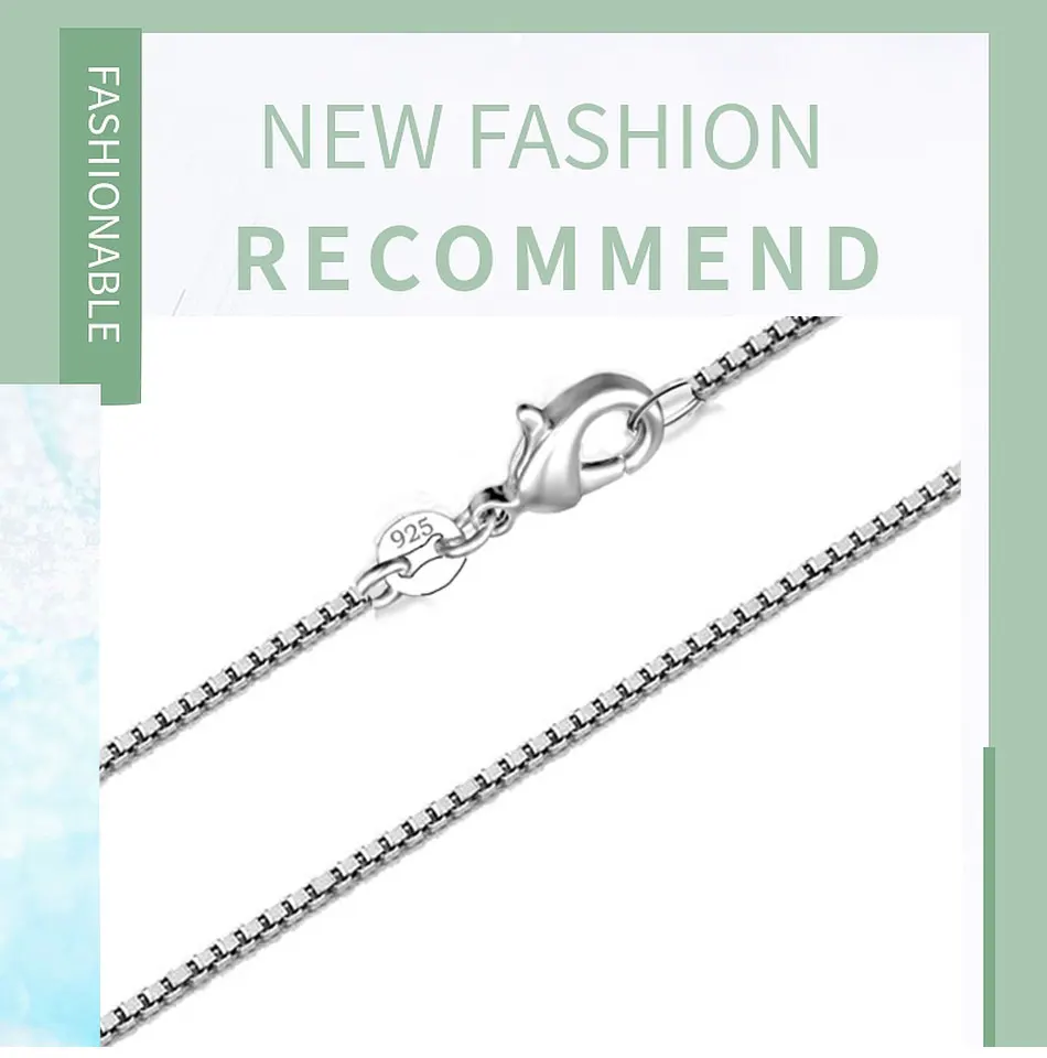 Aravant 925 Silver 2MM Box Chain Necklace Women Wedding Party Jewelry