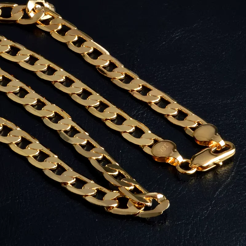 Aravant 925 Silver 4MM/6MM/8MM 18K Gold Flat Necklace Chains For Men Women Fashion Jewelry