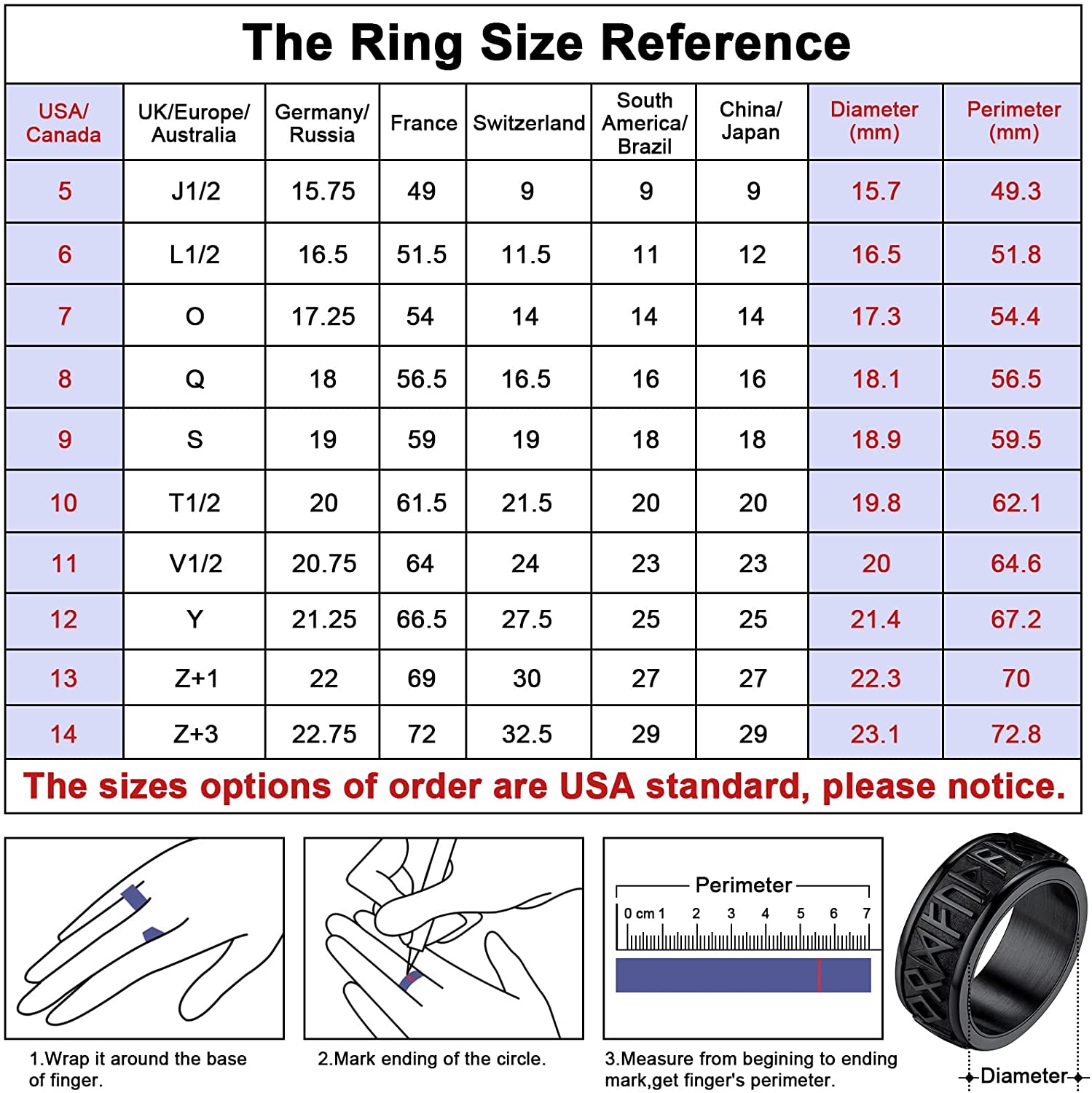 Chainspro Choice Men Rings Norse Viking Runes Spinner Ring Stainless Steel Rotatable Rings Anxiety Release Anti-Stress Ring