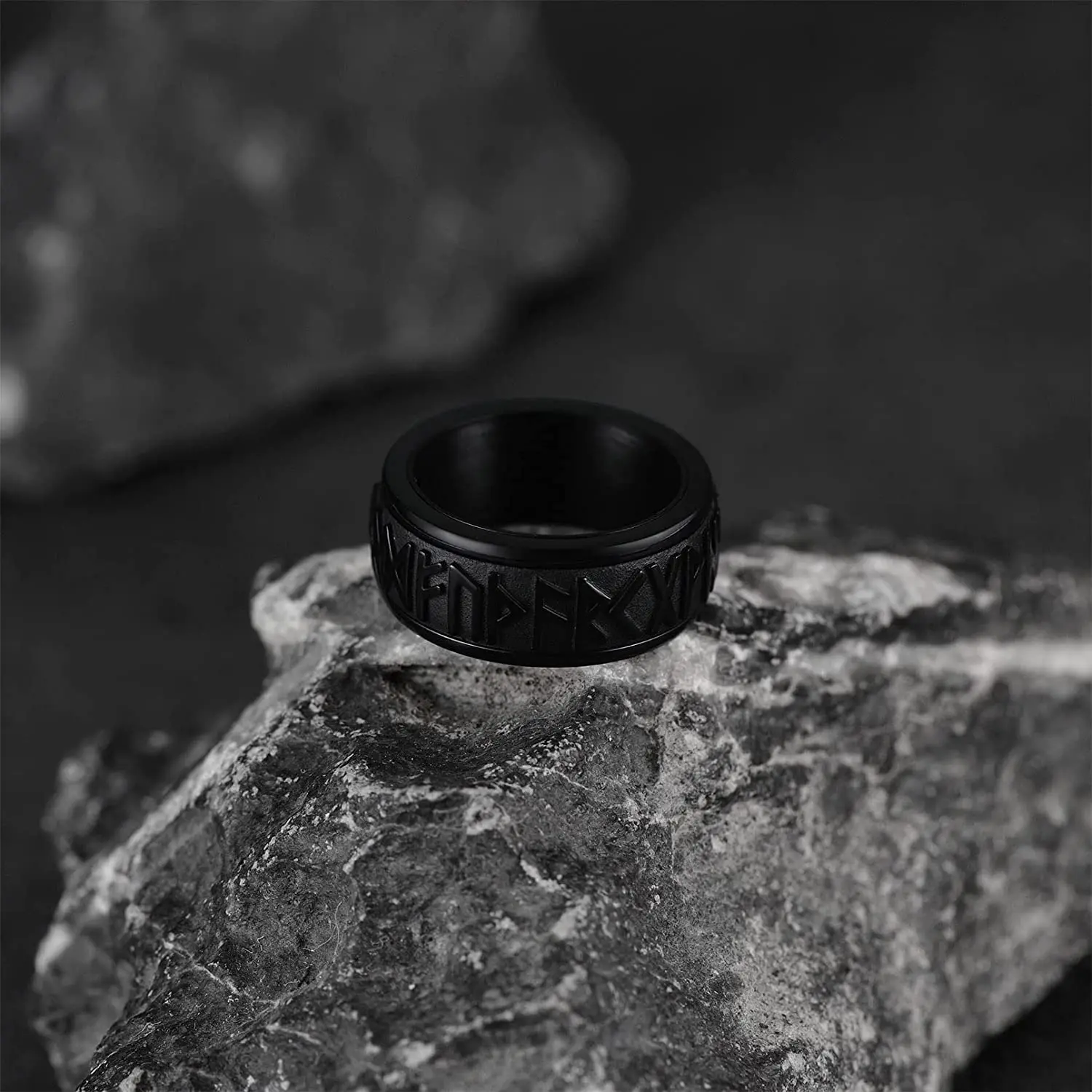 Chainspro Choice Men Rings Norse Viking Runes Spinner Ring Stainless Steel Rotatable Rings Anxiety Release Anti-Stress Ring
