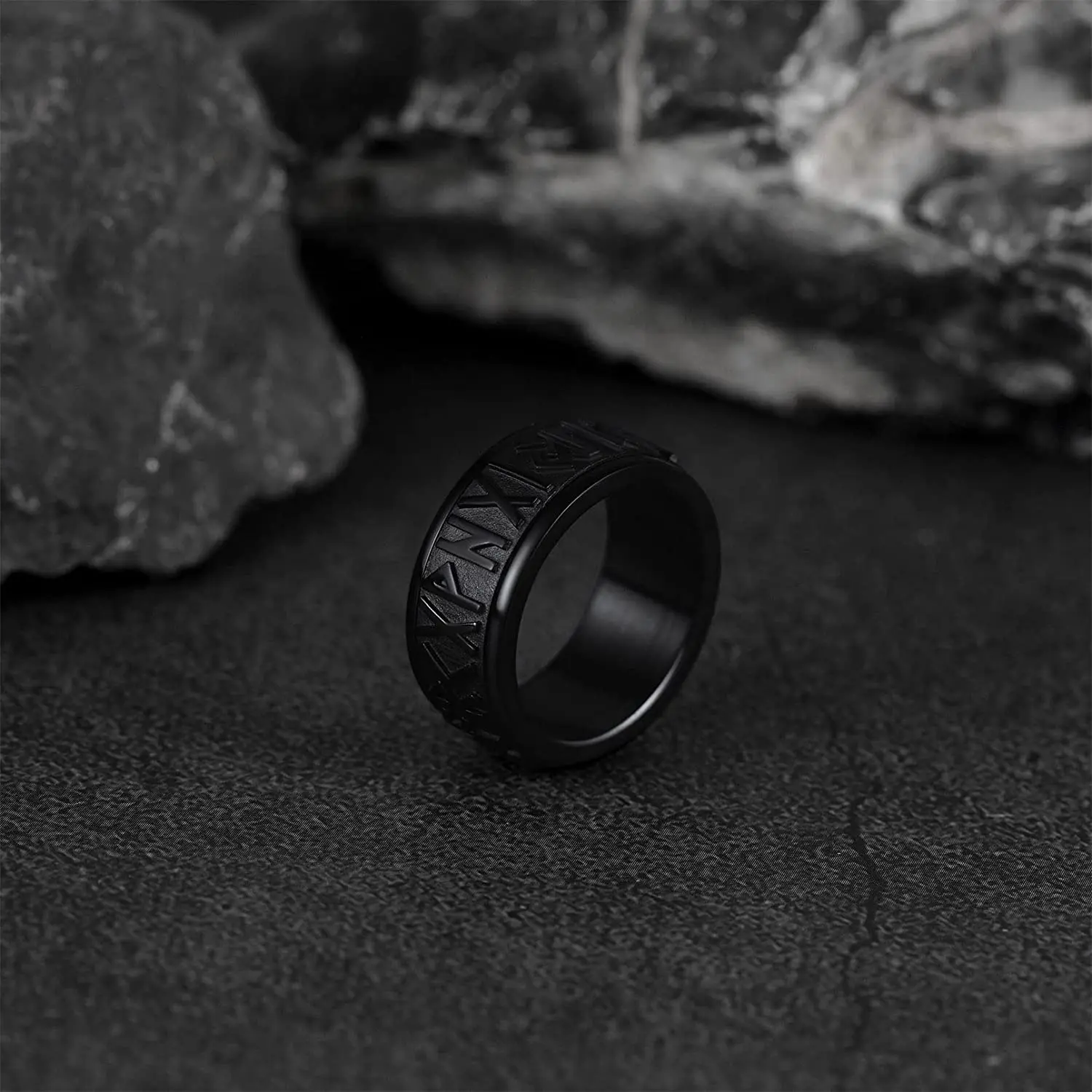 Chainspro Choice Men Rings Norse Viking Runes Spinner Ring Stainless Steel Rotatable Rings Anxiety Release Anti-Stress Ring