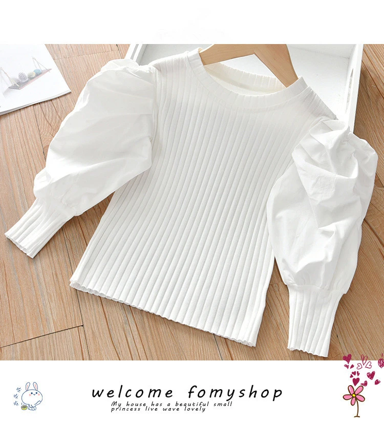 White Baby Girls Long Sleeve Shirt Princess Shirt for Tddler Girl Sweet Pullover Casual Shirt Children Tops Pullover