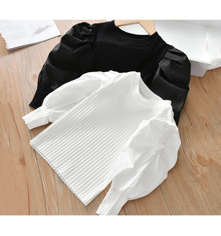 White Baby Girls Long Sleeve Shirt Princess Shirt for Tddler Girl Sweet Pullover Casual Shirt Children Tops Pullover