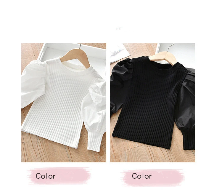 White Baby Girls Long Sleeve Shirt Princess Shirt for Tddler Girl Sweet Pullover Casual Shirt Children Tops Pullover