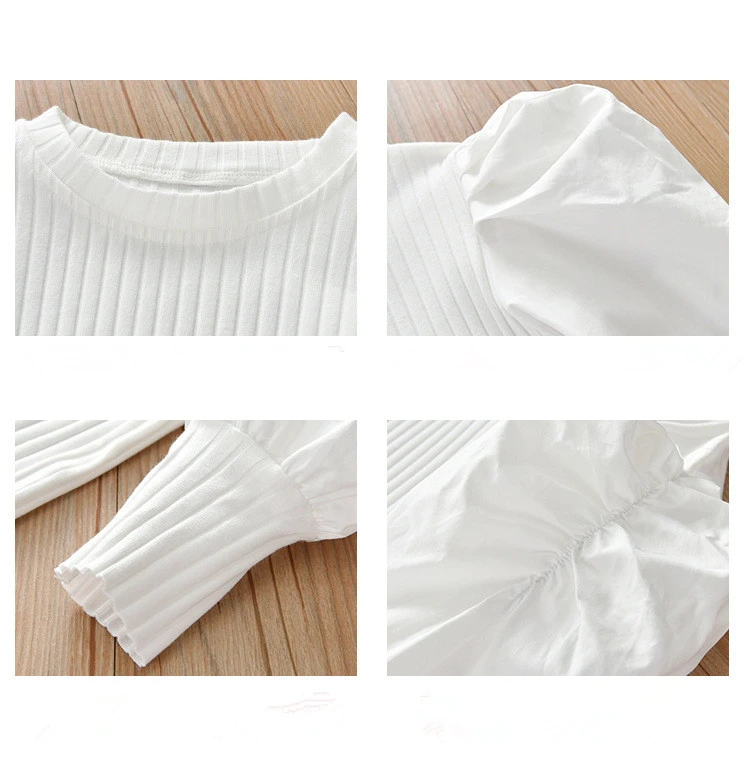 White Baby Girls Long Sleeve Shirt Princess Shirt for Tddler Girl Sweet Pullover Casual Shirt Children Tops Pullover