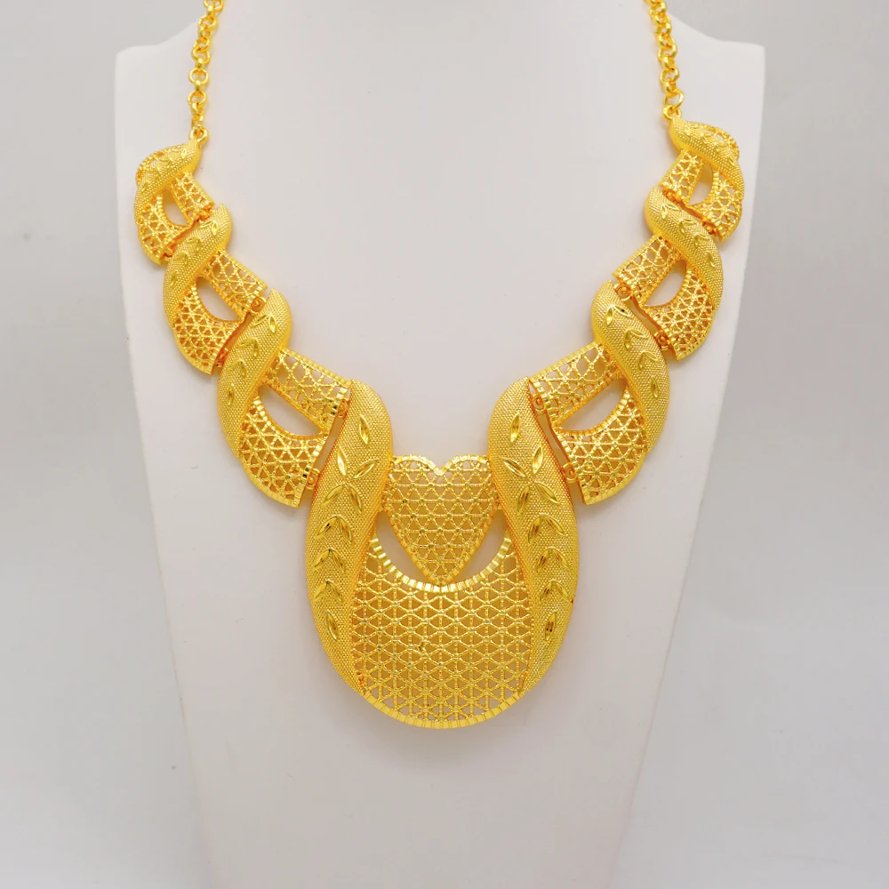 Dubai Gold Color Jewelry Sets African Indian Wedding Bridal Wife Gifts Necklace Bracelet Earrings Ring Jewelry for Women 2022