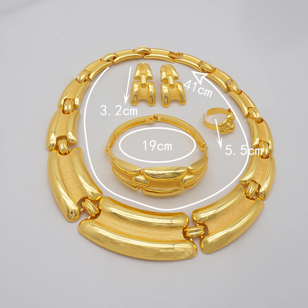 Dubai Gold Color Jewelry Sets African Indian Wedding Bridal Wife Gifts Necklace Bracelet Earrings Ring Jewelry for Women 2022