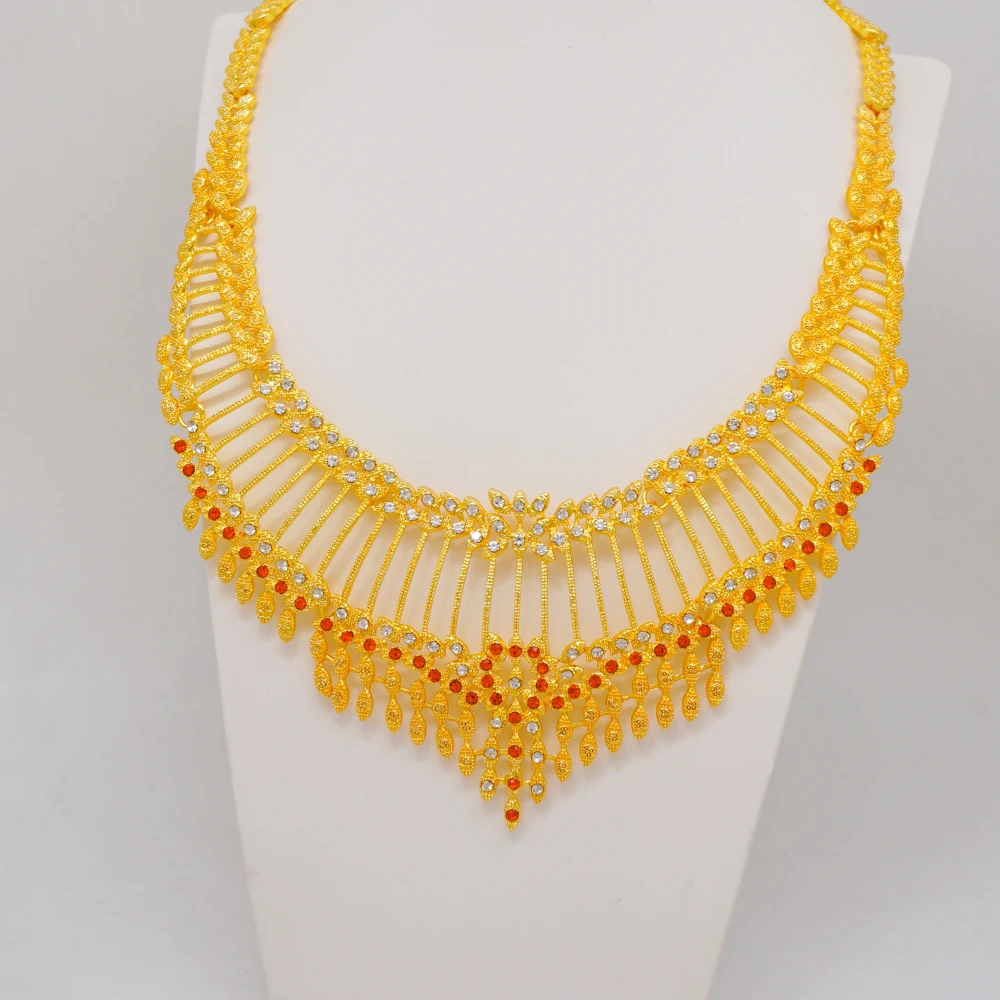 Dubai Gold Color Jewelry Sets African Indian Wedding Bridal Wife Gifts Necklace Bracelet Earrings Ring Jewelry for Women 2022