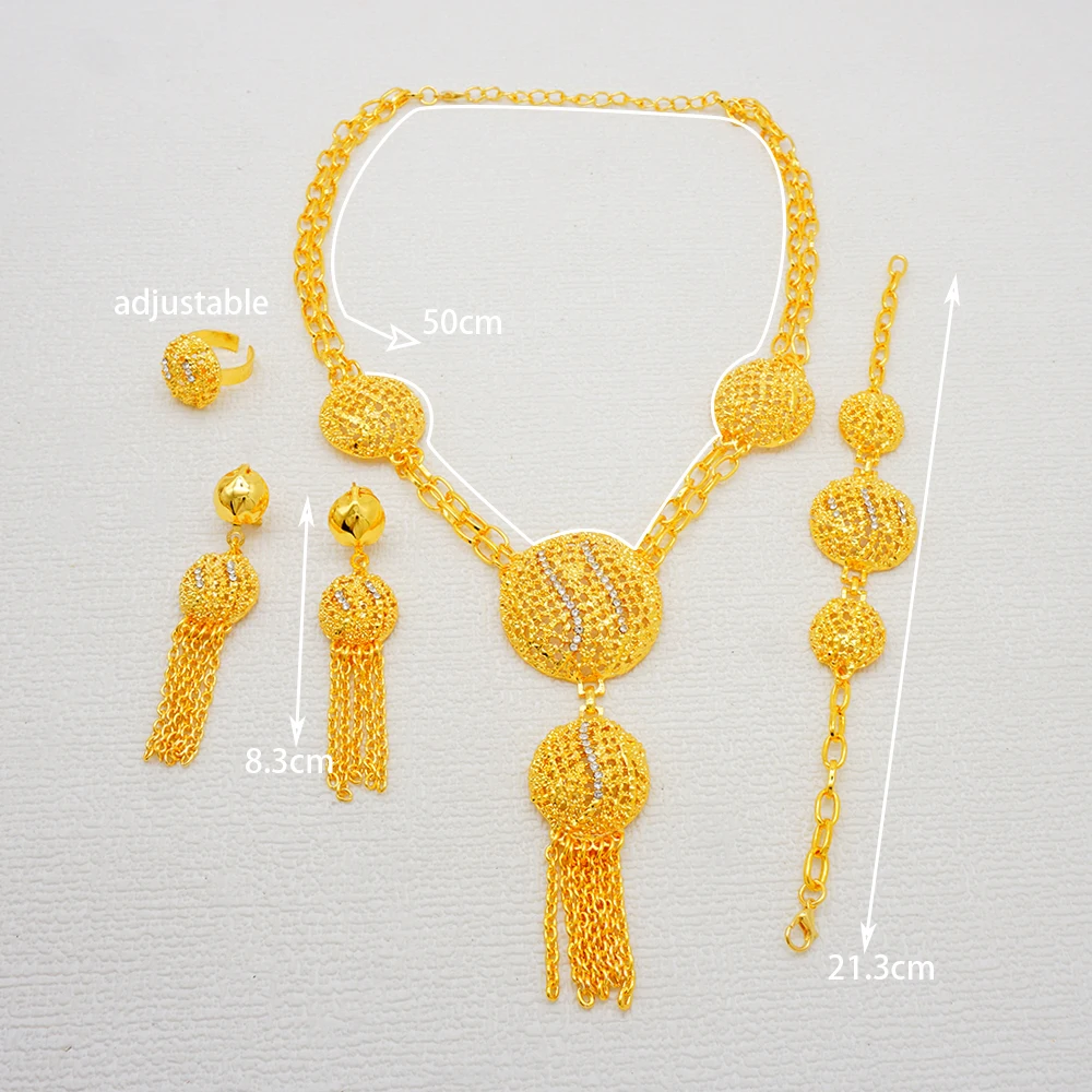 Dubai Gold Color Jewelry Sets African Indian Wedding Bridal Wife Gifts Necklace Bracelet Earrings Ring Jewelry for Women 2022