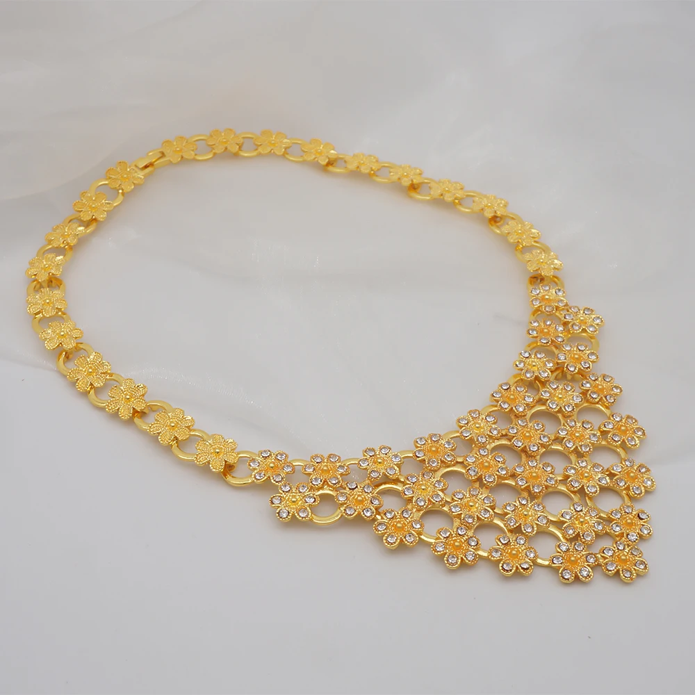 Dubai Gold Color Jewelry Sets African Indian Wedding Bridal Wife Gifts Necklace Bracelet Earrings Ring Jewelry for Women 2022