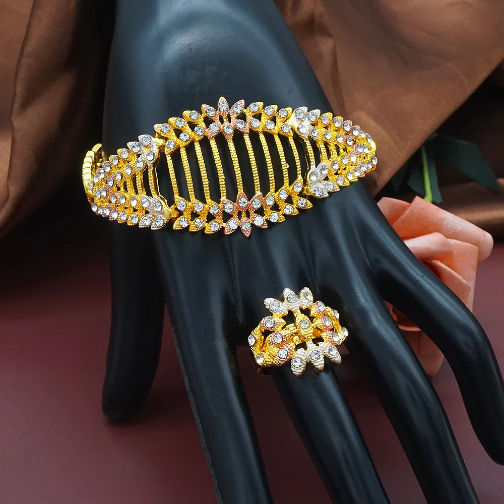 Dubai Gold Color Jewelry Sets African Indian Wedding Bridal Wife Gifts Necklace Bracelet Earrings Ring Jewelry for Women 2022