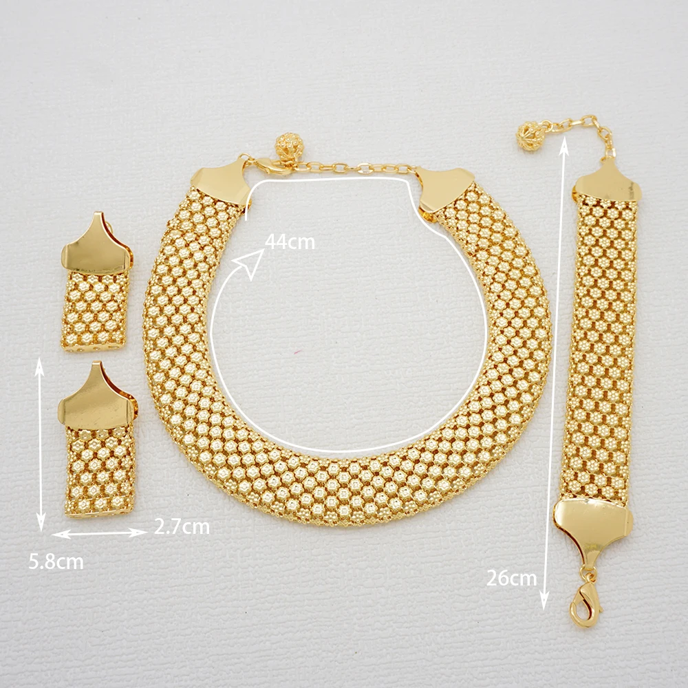 Dubai Gold Color Jewelry Sets African Indian Wedding Bridal Wife Gifts Necklace Bracelet Earrings Ring Jewelry for Women 2022