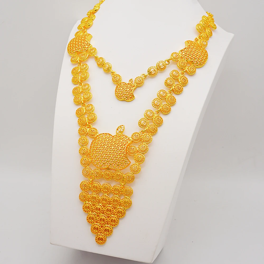 Dubai Gold Color Jewelry Sets African Indian Wedding Bridal Wife Gifts Necklace Bracelet Earrings Ring Jewelry for Women 2022