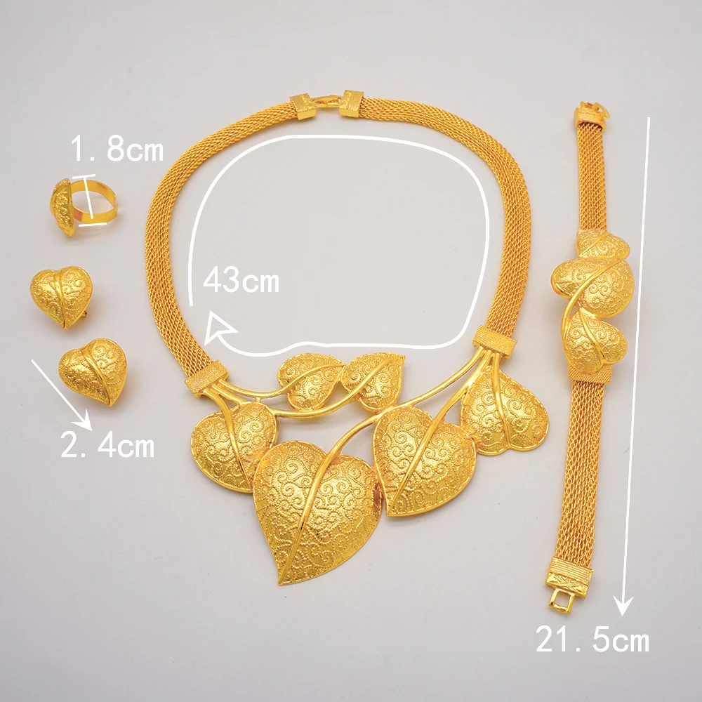Dubai Gold Color Jewelry Sets African Indian Wedding Bridal Wife Gifts Necklace Bracelet Earrings Ring Jewelry for Women 2022