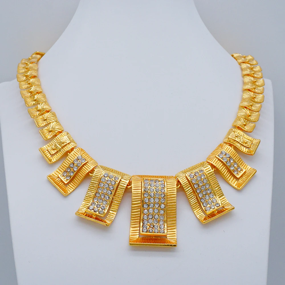 Dubai Gold Color Jewelry Sets African Indian Wedding Bridal Wife Gifts Necklace Bracelet Earrings Ring Jewelry for Women 2022
