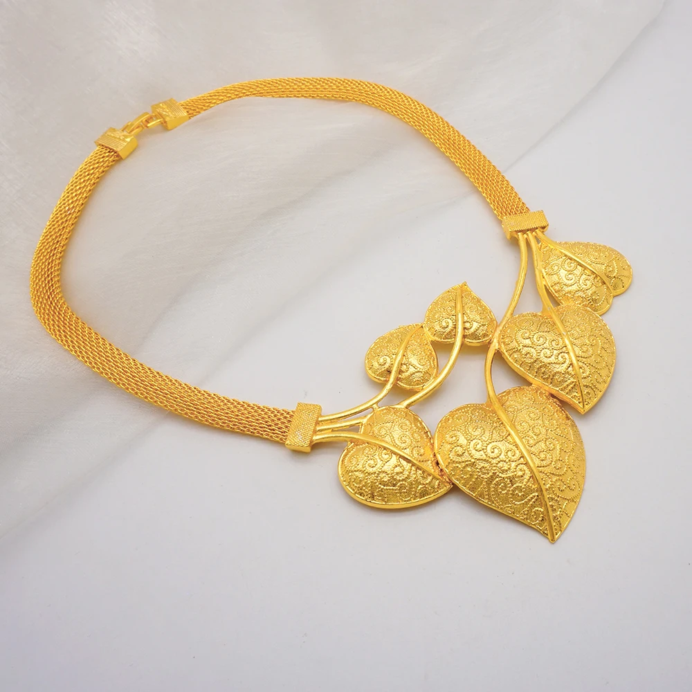 Dubai Gold Color Jewelry Sets African Indian Wedding Bridal Wife Gifts Necklace Bracelet Earrings Ring Jewelry for Women 2022