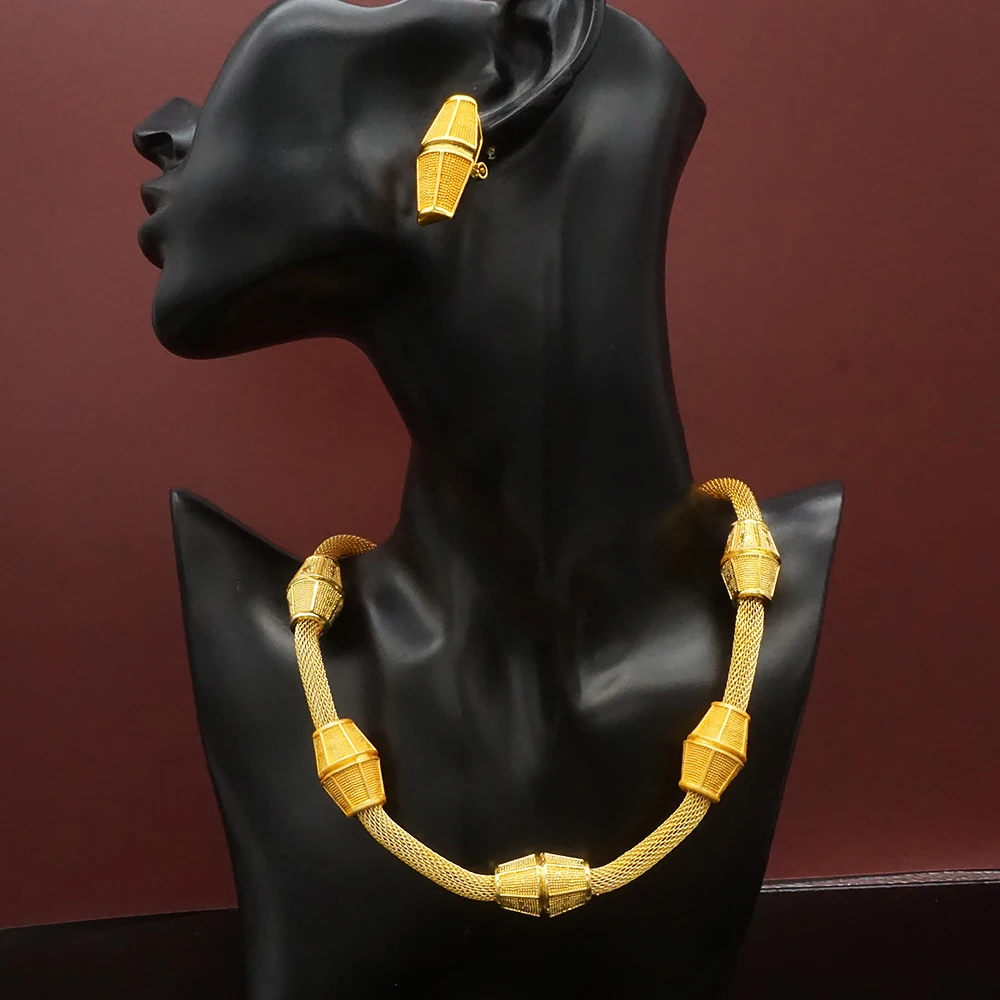 Dubai Gold Color Jewelry Sets African Indian Wedding Bridal Wife Gifts Necklace Bracelet Earrings Ring Jewelry for Women 2022