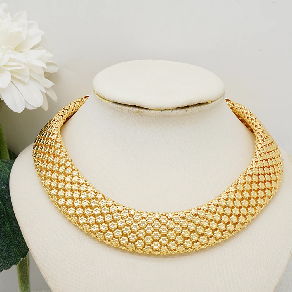 Dubai Gold Color Jewelry Sets African Indian Wedding Bridal Wife Gifts Necklace Bracelet Earrings Ring Jewelry for Women 2022