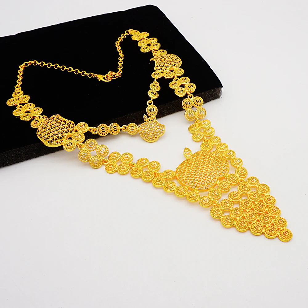 Dubai Gold Color Jewelry Sets African Indian Wedding Bridal Wife Gifts Necklace Bracelet Earrings Ring Jewelry for Women 2022