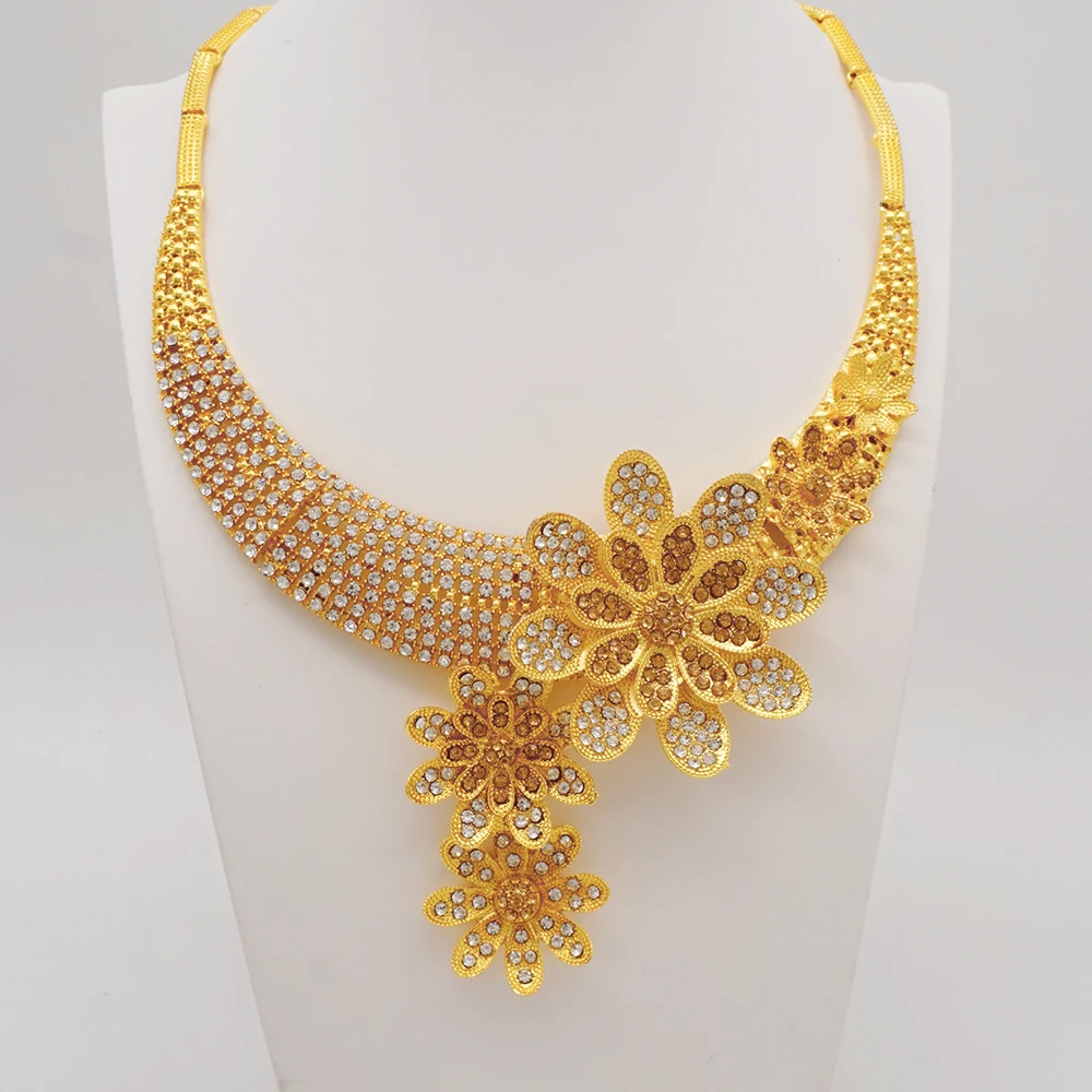 Dubai Gold Color Jewelry Sets African Indian Wedding Bridal Wife Gifts Necklace Bracelet Earrings Ring Jewelry for Women 2022