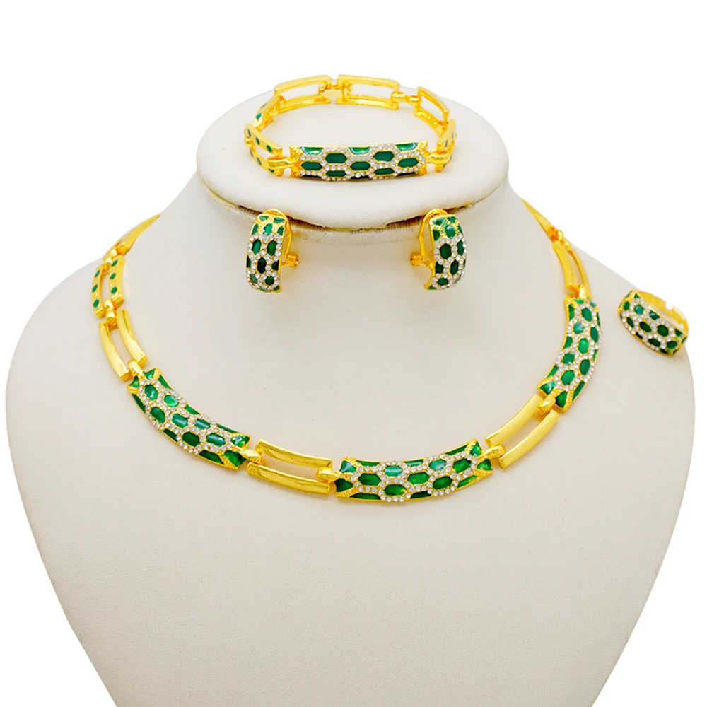 Dubai Gold Color Jewelry Sets African Indian Wedding Bridal Wife Gifts Necklace Bracelet Earrings Ring Jewelry for Women 2022